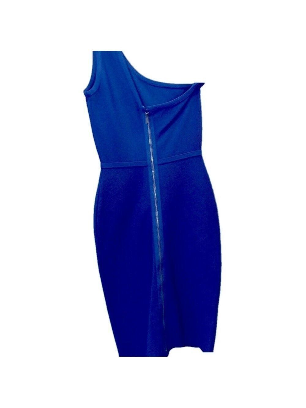 BCBG MAXAZRIA Dress, SZ XS, PTP 14”, L 37”, Body hugging shape, beautiful Blue - Picture 10 of 12